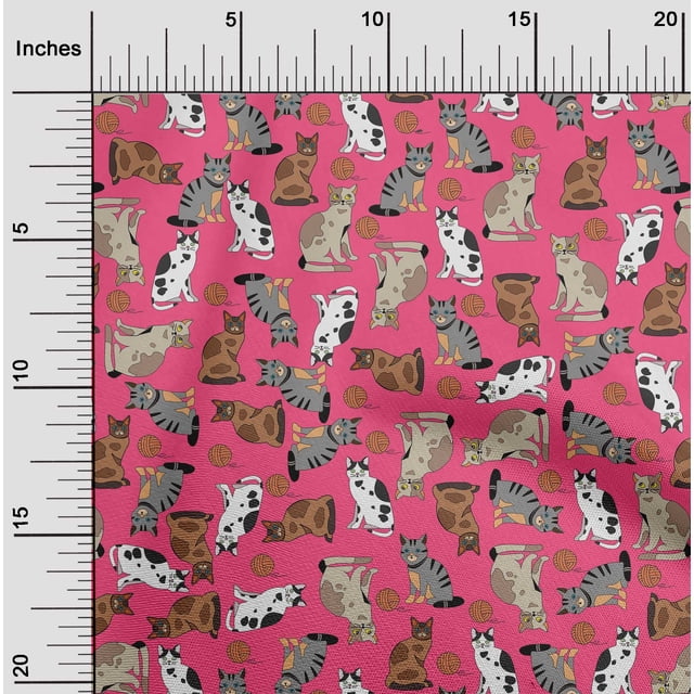 oneOone Viscose Jersey Magenta Fabric Cat Sewing Material Print Fabric By The Yard 60 Inch Wide-RVY