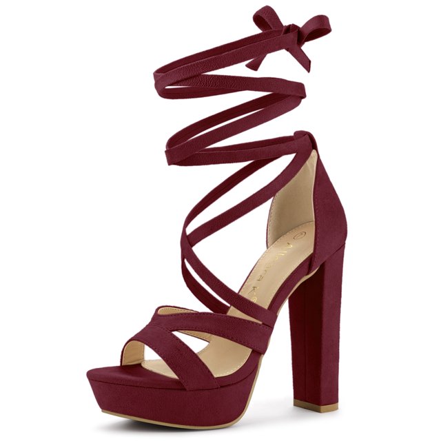 BLISSFUL STEP Sandales à Talons Hauts Épais à Plateforme à Lacets pour Femmes