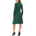 thumbnail image 3 of INSPIRE CHIC Robe Midi en Tricot pour Femme, Élégante, Col Montant, Manches Longues, Taille à Nouer, pour le Travail, m Vert, 3 of 7