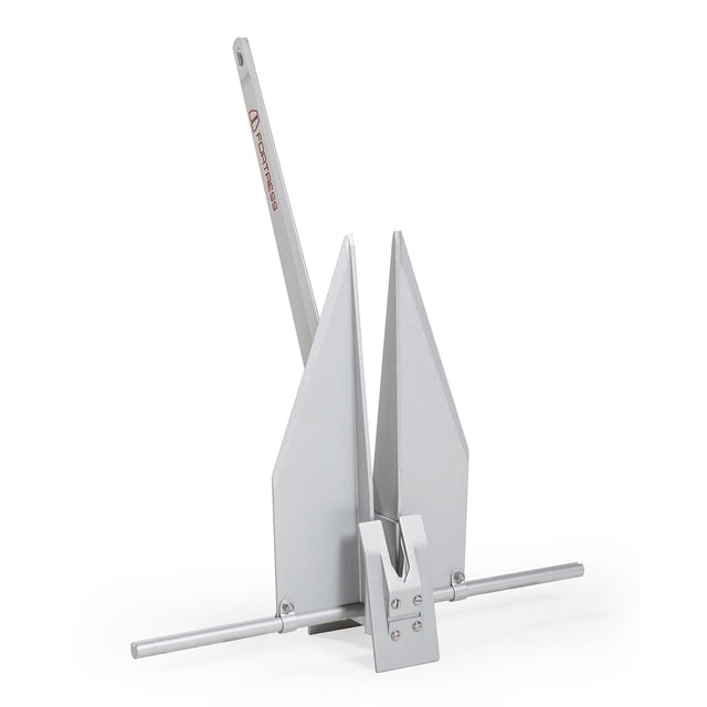 Fortress Anchor Ancre de Bateau FX-23 Fortress; Style Doudoune; Poids de 15 Livres; Longueur 36 Pouces x Largeur 29 Pouces; Anodisé; Argent; Alliage Aluminium-Magnésium; Angle de Doudoune Ajustable