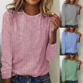 thumbnail image 3 of WTXUE T-Shirts à Manches Longues, Chandails à Col Rond pour Femmes Automne Hiver Décontractés à Rayures T-Shirt Haut Rayé Hauts Décontractés pour Femmes Bleu/à Rayures S, 3 of 5