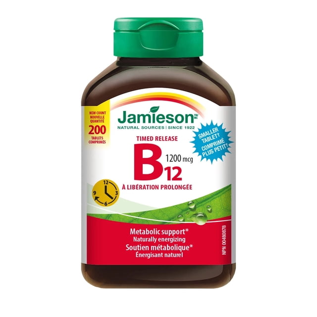 Jamieson Vitamine B12 1200 mcg Libération Minutée, 200 Comprimés