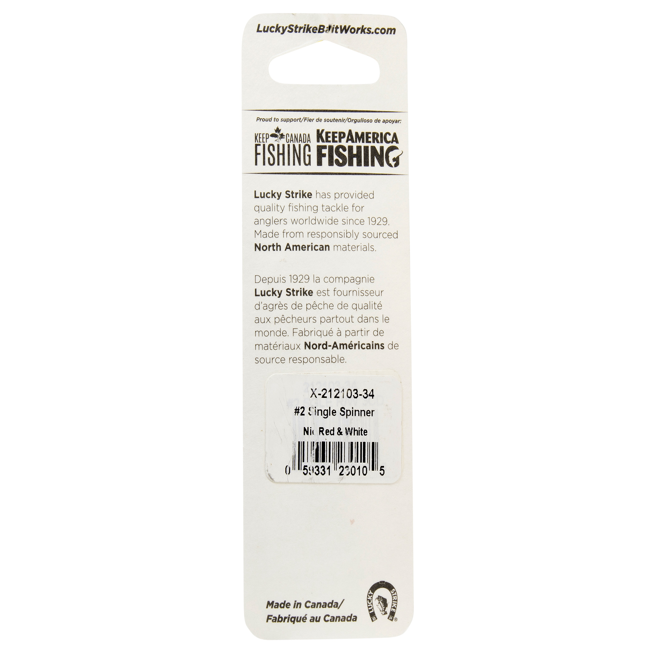 Lucky Strike Spinner simple standard – Rouge et blanc – #2 – Leurre de pêche