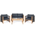 thumbnail image 2 of Costway 4 PCS Acacia Wood Patio Conversation Set w/Cushions for Garden Grey, 2 of 8