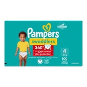 Pampers Diapers - Swaddlers 360° - Size 4, up to 100% Leakproof Comfy Dry Fit, EZ Off Tabs Designed for Easy Changes, Pull On Diaper