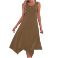 thumbnail image 2 of Summer Clearance 2025! Womens Plus Size Dress,Summer Dress Clearance for Womens,Womens Dresses Sleeveless Round Neck Drawstring Casual Ruffle A-Line Mini Dress, 2 of 5