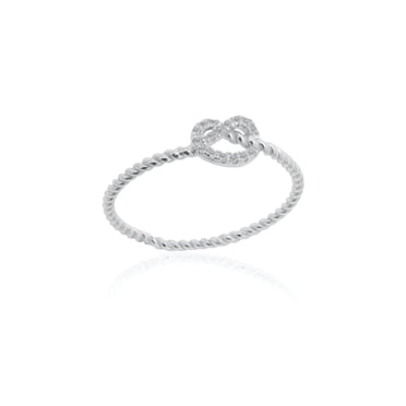 Mercie Sterling Silver Rhodium Plated Twisted Knot Ring, Size 8 Dainty Cubic Zirconia Jewellery for Women