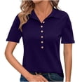 thumbnail image 1 of Besolor Womens Short Sleeve T Shirts Business Casual Collared Button up Tops Summer Office Work Blouses Tees, 1 of 7