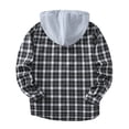 thumbnail image 4 of Ceisia Chemise à Capuche à Manches Longues pour Homme, Décontractée, à Carreaux Patchwork, Boutonnée, Cadeau, 4 of 9