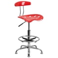 thumbnail image 1 of Vibrant Cherry Tomato and Chrome Drafting Stool with Tractor Seat, 1 of 9