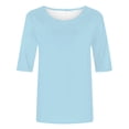 thumbnail image 4 of RKSTN Womens Tops Spring and Summer Half Sleeves Round Neck Casual Shirts Pullover Temperament Solid Color Slim Fit Blouse Tops, 4 of 5