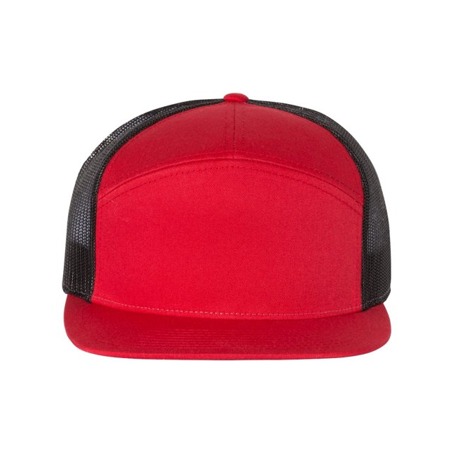 Richardson Seven-Panel Trucker Cap, One Size, RedBlack