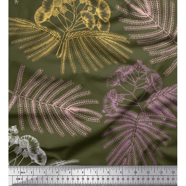 Soimoi Velvet Fabric Leaves & Floral Flower Print Fabric by Yard 58 Inch Wide