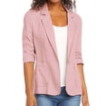 thumbnail image 1 of Qertyioot Manteau Grande Taille pour Femmes, Cardigan Blouse Décontracté à Col Rabattu à la Mode à Manches 3/4, 1 of 7