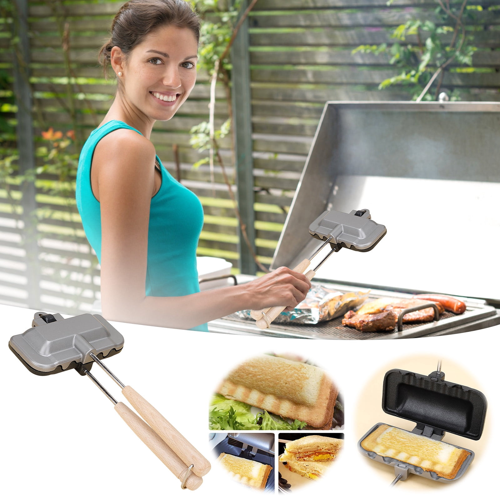 Clearance! Double-sided Sandwich Baking Pan Breakfast Pan Removable Sandwich Clamp Lightweight Portable Sandwich Frying Pan Kitchen Gadgets Deal of Day Today Deal #74
