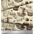 thumbnail image 2 of Soimoi Poly Georgette Fabric Burger,Cupcake & Cups Printed Fabric 1 Yard 52 Inch Wide, 2 of 3