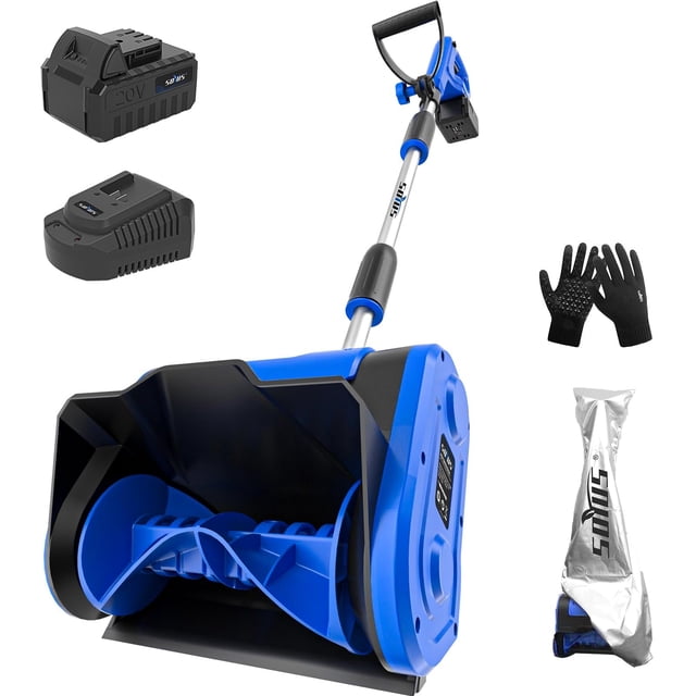 SOYUS 20V Cordless Snow Shovel, Electric Snow Shovel with Adjustable Front Handle&Dust Bag, Blue