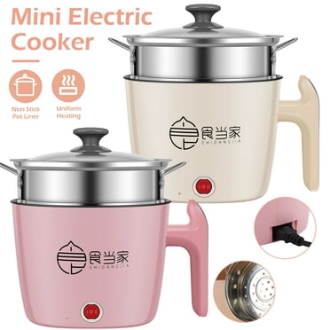 POINTERTECK Electric Hot Pot with Steamer 55oz Non-stick Mini Electric Cooker 2 Speed Electric Portable Electric Pot Cooker with Over Heating Boil Dry Protection for Noodles Cooking