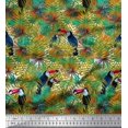 thumbnail image 1 of Soimoi Poly Georgette Fabric Leaves & Toucan Bird Printed Fabric 1 Yard 52 Inch Wide, 1 of 3