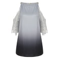 thumbnail image 4 of Leutsin Women Halter O-Neck Gradient Printing Off Shoulder Short Sleeve Hollow Out Tops, 4 of 5