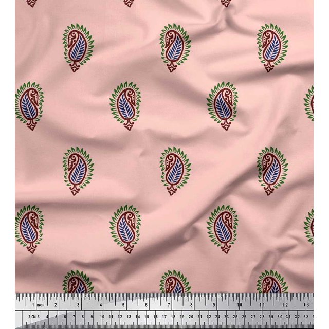 Soimoi Cotton Voile Fabric Paisley Block Decor Fabric Printed Yard 42 Inch Wide