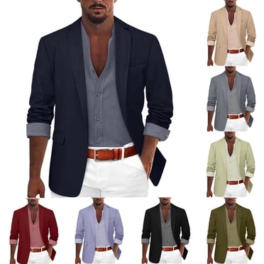 Horkkom Blazer for Men Casual One Button Sport Coats Lightweight Solid Color Suit Jacket with Pockets 2XL, Gifts for Men