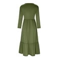 thumbnail image 4 of Yuyuzo Robes d'Automne pour Femmes à Manches Longues, Col Ras du Cou, Froncées, à Volants, Fluides, Confortables, Basiques, Robe Maxi, Couleur Unie, 4 of 4