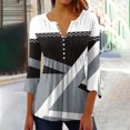 thumbnail image 2 of Birdeem T-Shirt Mode Imprimé pour Femmes Manches 3/4 Blouse Col en V Hauts Décontractés, 2 of 12