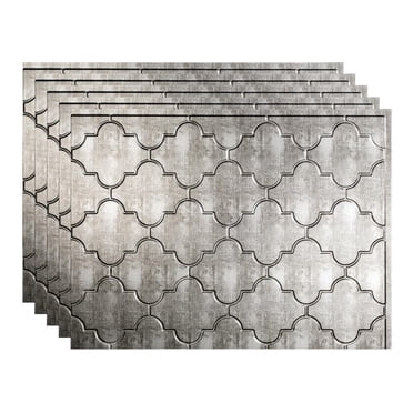 Fasade 18in x 24in Monaco Crosshatch Silver Backsplash Panel 5 Pack