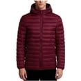 thumbnail image 1 of hoksml Men's Detachable Hood Puffer Jacket with Slash Pockets Solid Color Zip-Front Quilted Coat for Winter Warmth, 1 of 4