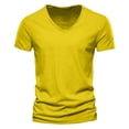 thumbnail image 1 of Men's Casual V Neck T Shirts Loose Fit Comfortable Stretchy Pure Color Summer Tee For Daily Wear With Shorts, 1 of 5