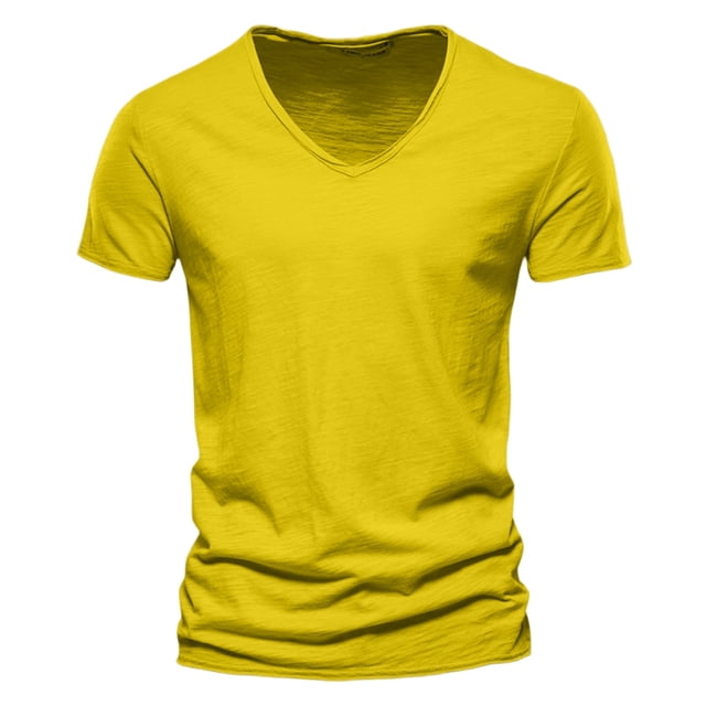 Men's Casual V Neck T Shirts Loose Fit Comfortable Stretchy Pure Color Summer Tee For Daily Wear With Shorts