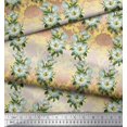 thumbnail image 3 of Soimoi Polyester Crepe Fabric Leaves & Magnolia Floral Print Sewing Fabric Yard 42 Inch Wide, 3 of 5