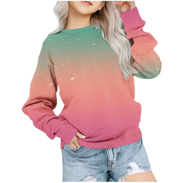 Yuyuzo Chandails en Molleton pour Filles Col Rond Manches Longues Décontracté Confortable Bloc de Couleur Pull d'Automne