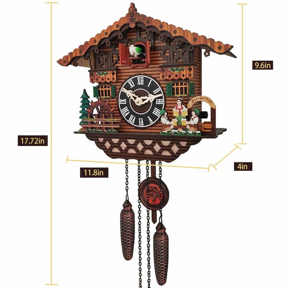 SuoKom Cuckoo Clock Traditional Chalet Forest House Clock Handcrafted Wooden Wall P-endulum Quartz Clock Cuckoo Clock On Clearance