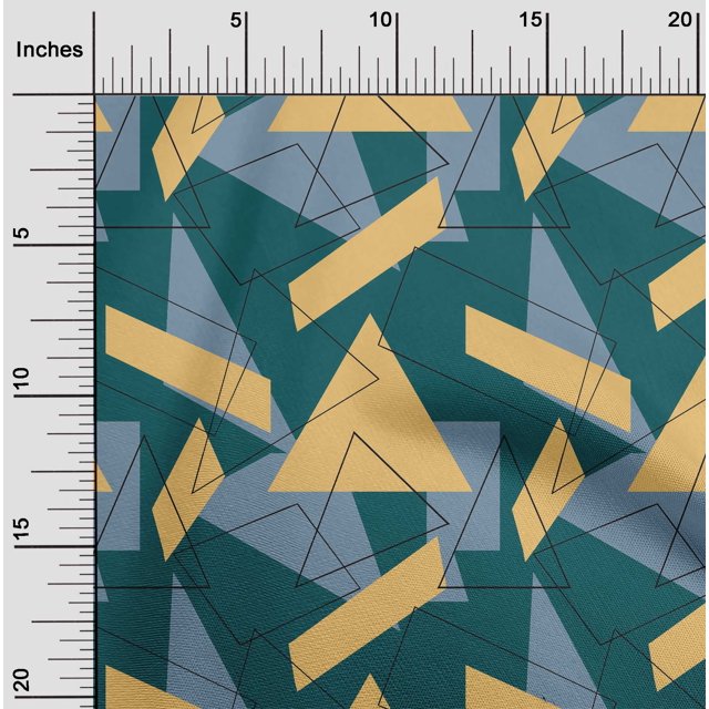 oneOone Silk Tabby Fabric Rectangle & Triangle Geometric Print Fabric By Yard 42 Inch Wide