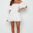 thumbnail image 2 of Robe d'Été pour Femmes Épaules Dénudées Mini Robe Européenne pour Shopping (Blanc TG), 2 of 8