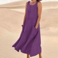 thumbnail image 1 of Jsaierl Robe en Lin pour Femmes Été Sans Manches Unie Décontractée Ample Fluide Maxi avec Poches, 1 of 5