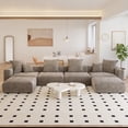 thumbnail image 1 of The Magic Home Canapé de Coin Convertible Modulable 4 Places en Velours Côtelé Brun,, 1 of 10