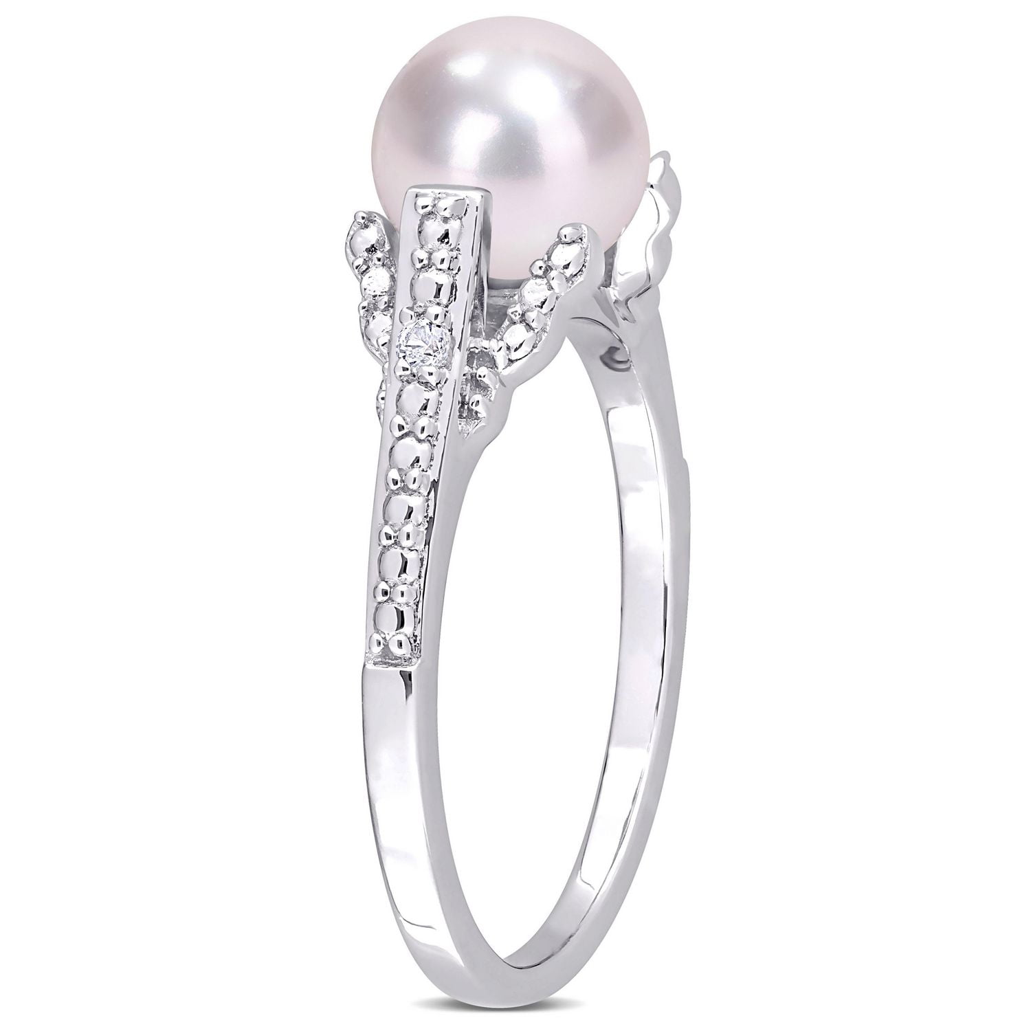 Bague Miabella en argent sterling avec perles de culture d'eau douce et accents de diamants