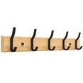 thumbnail image 1 of czcpp-Coat Hanger Clothes Rack 5 Hooks Heavy Duty Clothes Hat Holder Bamboo Board Black Hooks, 1 of 4