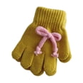 thumbnail image 1 of HAming Kids Knit Gloves Soft Comfy Thicken Winter Warm Touch Screen Texting Solid Color Mittens with Bow Tie, 1 of 3