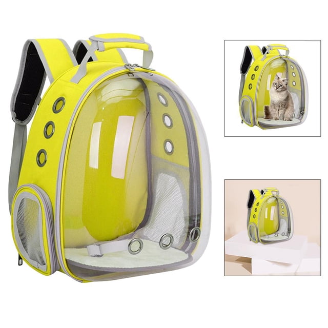 Transporteur pour Animaux Petits Chats Chiens Sac à Dos Chiot Transparent Clair 3 Randonnée Jaune
