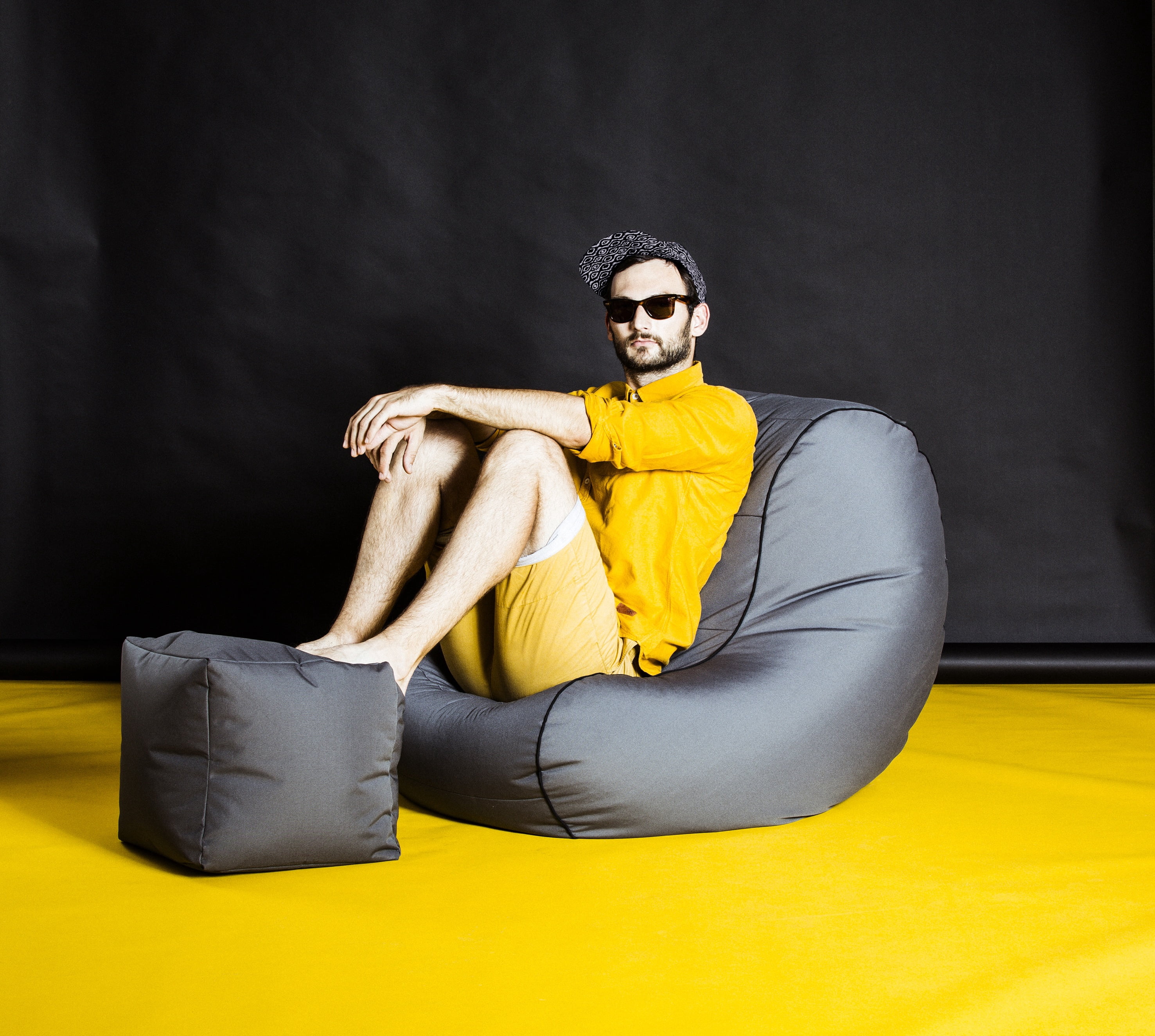 Fauteuil poire imperméable ChillyBean gris de Gouchee Home – Tissu polyester Oxford durable avec doublure en PVC, rembourrage en billes de polystyrène, convient aux adultes et aux adolescents
