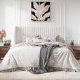thumbnail image 2 of Amolife King Size Velvet Upholstered Bed with Wingback Headboard, Off-white, 2 of 9