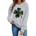 thumbnail image 4 of SDNall Chandail à Manches Longues pour Femmes, Imprimé Trèfle de la Saint-Patrick, Tunique Décontractée Ample à Col en V, 4 of 6