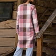 thumbnail image 4 of RXMEKW Plaid Wool Blend Coat With Button Front And Pockets for Women, Longline Cardigan Jacket, Brown, 4 of 6