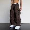thumbnail image 4 of AherBiu Cargo Pants For Men Baggy Drawstring Elastic Waisted Oversized Joggers With Multi Pockets Lightweight Casual Loose Trousers, 4 of 9
