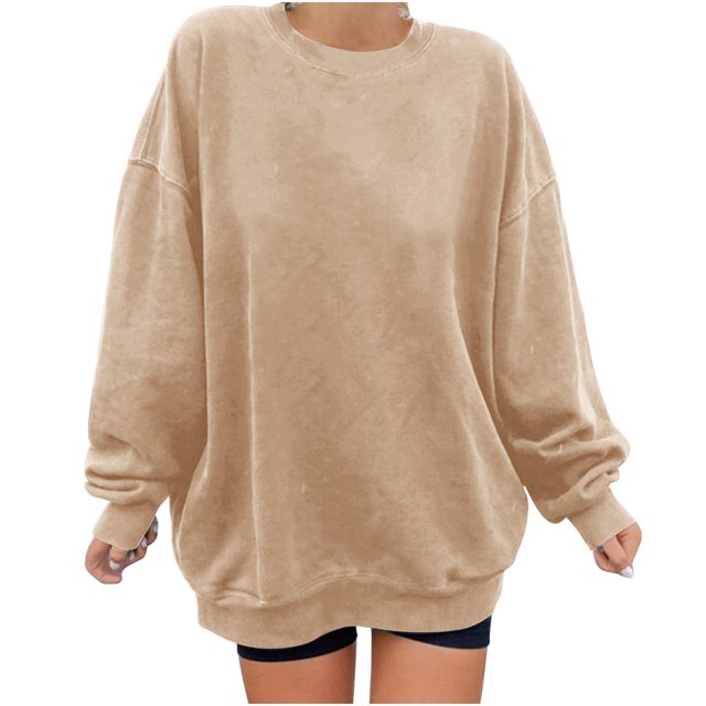 Penkiiy Chandail pour Femmes Mode Chandail Décontracté à Manches Longues à Col Rond pour Femmes Hauts Blouse Kaki Vêtements Y2K