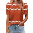 thumbnail image 1 of Pisexur Hauts pour Femmes, Hauts de Sortie pour Femmes et T-Shirt à Col Rond Imprimé à Manches Courtes, Haut Ample, Hauts de Printemps pour Femmes Brun, P, 1 of 6